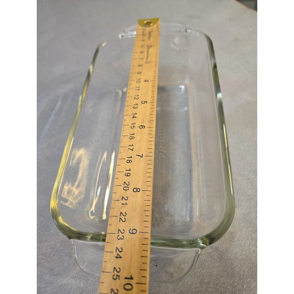 Pyrex Clear Glass Green Tint Loaf Pan  213-R- 1.5QT /1.5L Made In USA
